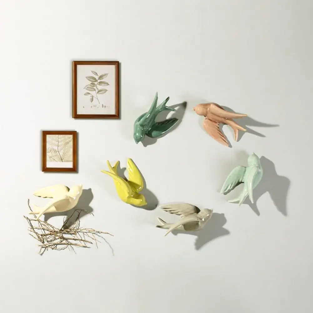 3D Bird Shape Hanging Pendant Ceramic 3D Bird Wall Hanging Pendant Wall Crafts Ornaments DIY Wall Hanging Decoration Home Decor 3