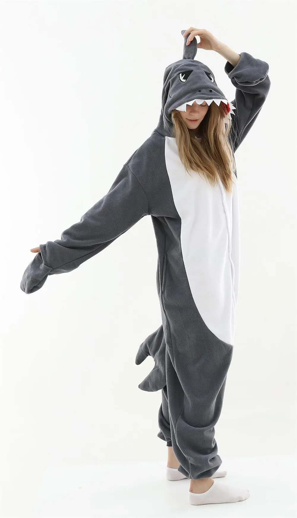 Kigurumi/Пижама для взрослых; костюм для косплея; серая акула; Onesie Lemur; одежда для сна; домашняя одежда; Пижама унисекс; праздничная одежда для женщин и мужчин