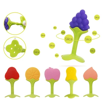

PBA-free food grade silicone baby teether molars-1 pcs fruit shape newborn gum molars Promote the development of deciduous teeth