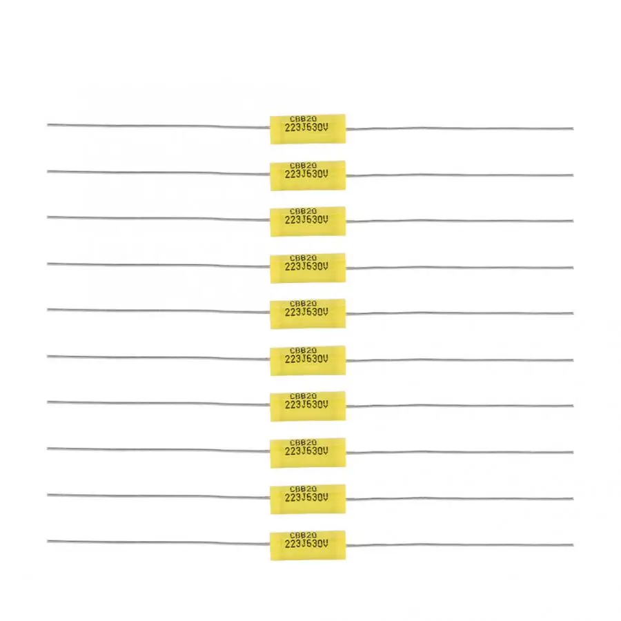 Осевой полиэфирный пленочный конденсатор 10 шт. осевой полиэфирный пленочный конденсатор с длинным свинцом 0,022 мкФ 630 в для радиоусилитель