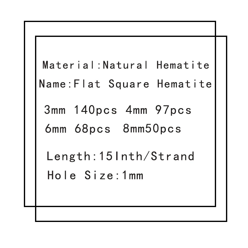 YHBZRET плоские трубы квадратного сечения черный гематит Натуральный камень Spacer кубоид свободные бусины для изготовления ювелирных изделий 3/4/6/8 мм браслет аксессуары "сделай сам"