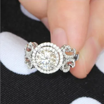 

Charm Flower 1ct Lab Diamond Ring 925 sterling silver Bijou Engagement Wedding band Rings for Women Bridal Fine Party Jewelry