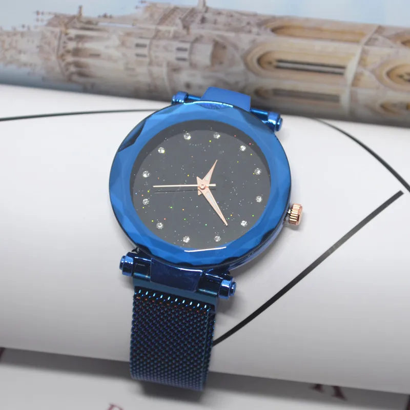 

Wechat Business Douyin Hot Selling Magnet Watch Stainless Steel Net Star Surface Drilling Magnetic Buckle WOMEN'S Quartz Watch