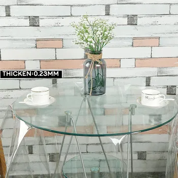 

PVC Tablecloth Transparent Waterproof Kitchen Cloth Oilproof Round Glass Tablecloth Household Kitchen Decoration Table Mat 0.23