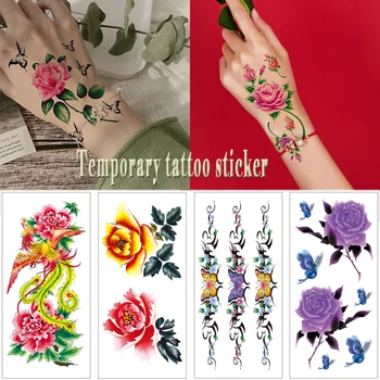 

1 piece Waterproof tattoo stickers Red rose Flower temporary tattoo butterfly Hand body tattoo for women