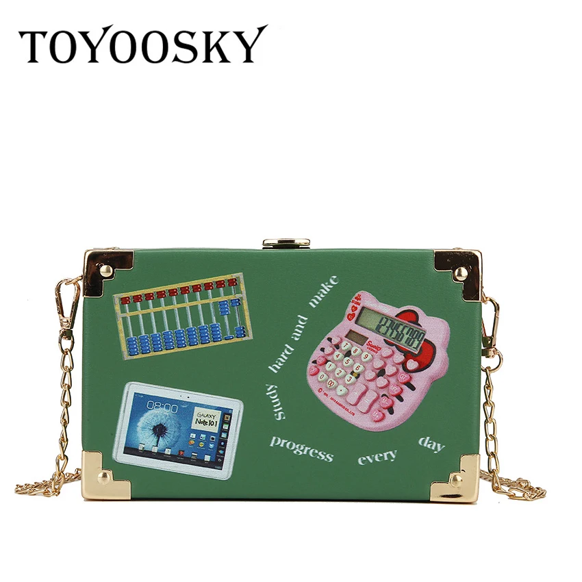 

TOYOOSKY 2019 new Women's chain shoulder crossbody bag Party purse fashion letters square trendy box handbag bolsa feminina
