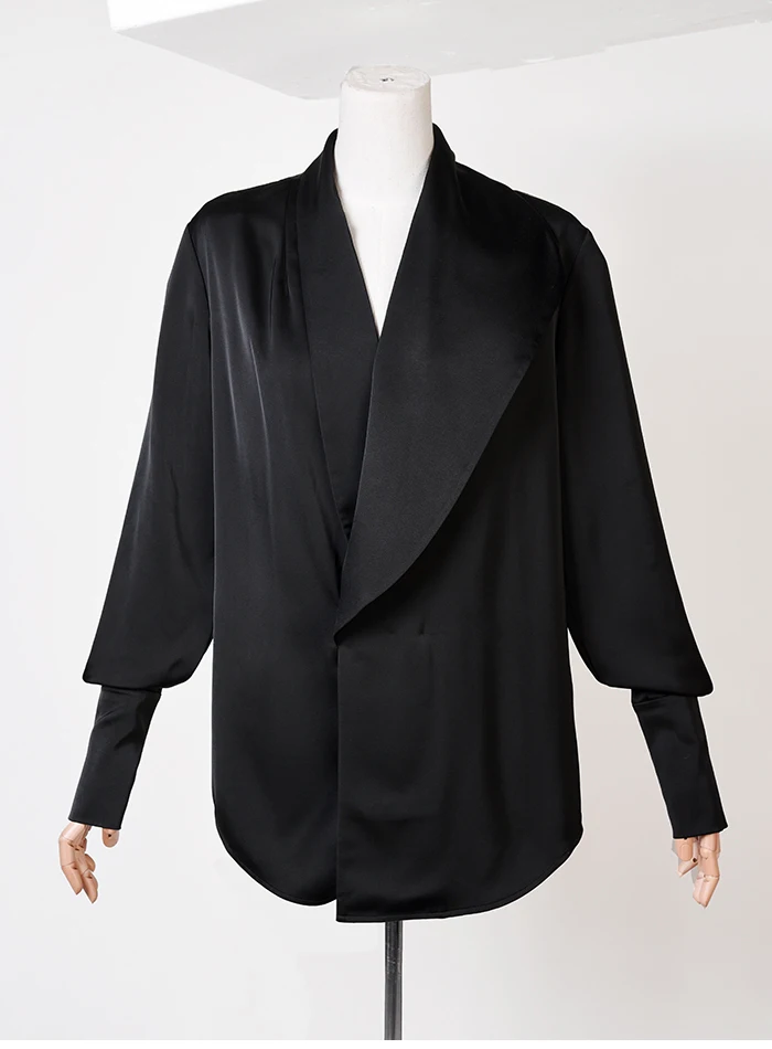 AEL глубокий v-образный вырез длинный рукав блузка свободные повседневные топы офисные женские Атласные Рубашки вечерние женские осенние Мода