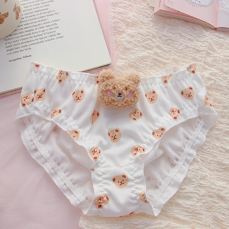 lace underwear set Little Bear Bra and Panty Set Kawaii Lolita Push Up Bra Padded Cartoon Japanese Girl Soft Cute Underwear Thin Bras Bralette Set sexy underwear sets