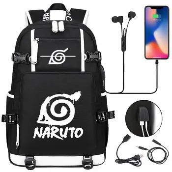 

Anime Naruto Uchiha Itach USB Boys Girls Kids Book School Bags Large Capacity Teenagers Schoolbags Women Men Travel Backpack