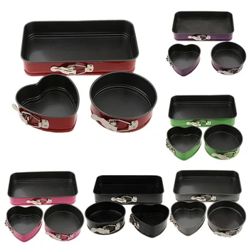 

3 Pcs Set Non-Stick Pan Cake Removable Tray Cheesecake Baking Mold Live Bottom Pull Buckle Tray Mould Kitchen Tool
