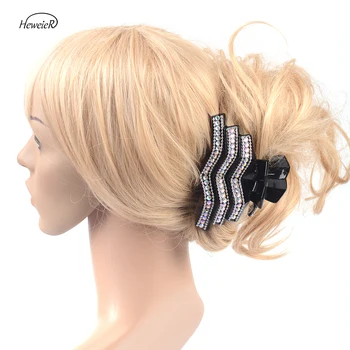 

New Large Plastic Hairpins Headwear Women Chain Rhinestones Crystal Stones Hair Crab Clip Clamp Headwear Claw Accessories