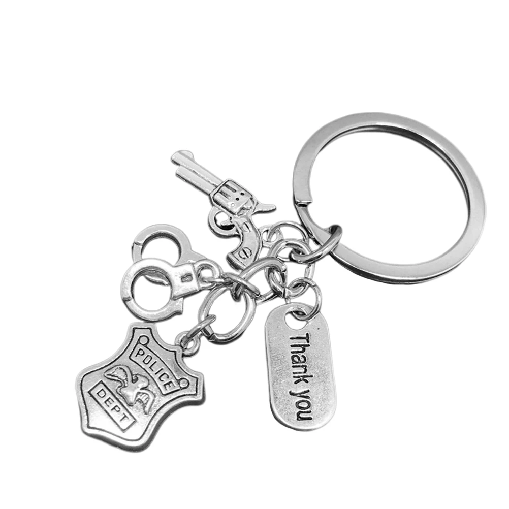 

1pc Thanksgiving Police Badge Pistol Hanging Creative Keyring Keychains Decor for Key Phone Bag