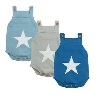 

Summer Baby Clothes for Newborns Unisex Bodysuits Five Star Knit Toddler Girl Sleeveless Onesie Infant Boy Jumpsuits Kids Outfit