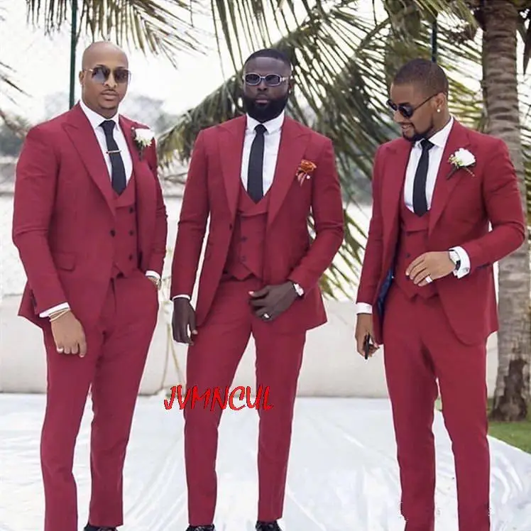 New-Dark-Red-Slim-Fit-Groomsmen-Tuxedos-Business-Party-Prom-Men-Suits-Bridegroom-Suits-For-Wedding