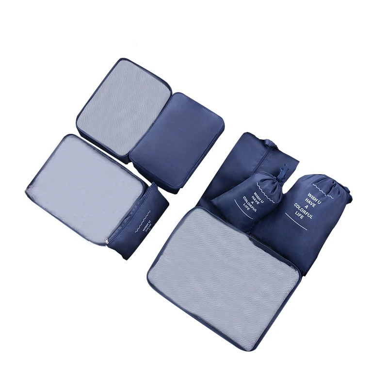 8Pcs Travel Storage Bag Set For Clothes Luggage Packing Square Organizer Suitcase-Navy | Дом и сад