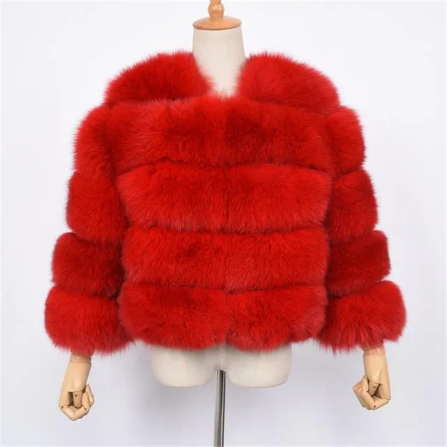 50cm sleeves Женская Шуба из натурального меха размера плюс шуба из натурального меха зимняя куртка женская шуба из натурального Лисьего меха женская новое поступление - Цвет: 50cm sleeves