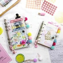 Myprettie organizador encadernação 6 buracos, a7 a6 a5, diy, planejador, agenda, jornais diário, caderno transparente, pvc, encadernação
