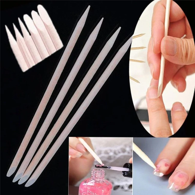 1/10 pcs Nail Art Wooden Cuticle Pusher Cuticle Remover Orange Wood