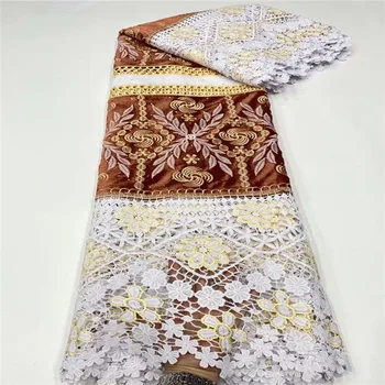 

white Cotton Design Water soluble Lace In Switzerland With Stones African Dry Lace Fabric High Quality Nigerian For Wedding