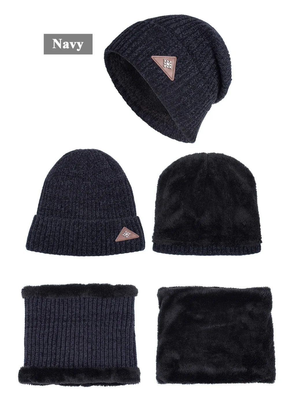 Joymay New Winter Beanies Neack Warmer Set Unisex Plain Warm Soft Scarf Skull Knitting Cap Hats Touca Gorro Caps WM126