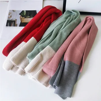 

2019 Two-color Matching Cross Solid Color Long Student Scarf Men And Women Autumn Winter Korean Double-knit Woolen Warm Scarf