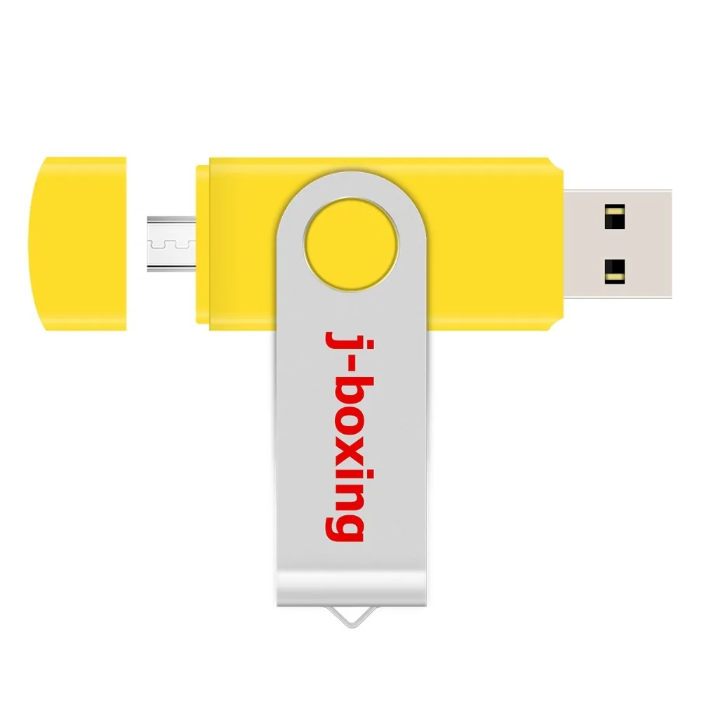 J-boxing 5 шт. Двойной Порт OTG флеш-накопитель USB 8 ГБ 16 ГБ 32 ГБ 64 ГБ Micro USB флеш-накопитель поворотный для samsung huawei планшет желтый