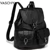 VASCHY mochila de moda bolso para mujer Chic bolsas escolares con cordón ajustable con dos bolsillos delanteros Mochila De cuero suave para la universidad ► Foto 1/6