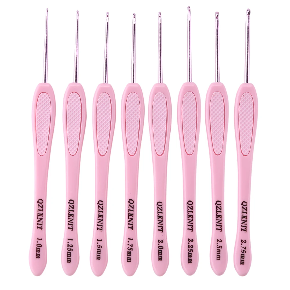 8pcs Plastic Aluminum Crochet Hooks Yarn Knitting Needles Set Hand Sewing  Tools