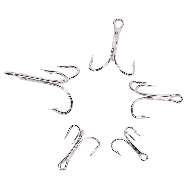 10pcs 4g/5g/8g/10g Fishing Hooks High Steel Carbon Material Treble Black Fishing Hook Round Folded Saltwater Bass