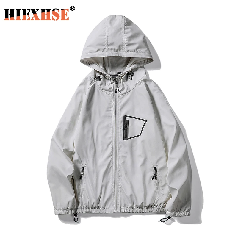 Early Autumn Long Sleeved Reflective Strip Jacket Men Women Harajuku Windbreaker Jackets Hooded Hip-hop Streetwear Zipper Coats