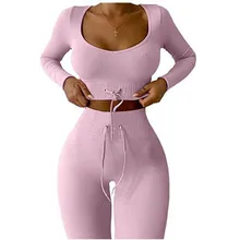 

Knitted Long-Sleeved Yoga Suit Tracksuit Outfits 2022 Autumn Winter New Casual Women's Solid Color Top+Slim Trousers 2 Piece Set