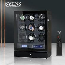 Роскошные автоматические часы winder 9 часы коробка с черным цветом и TPD contorl режим деревянные часы шейкер дисплей коробка с подзаводом