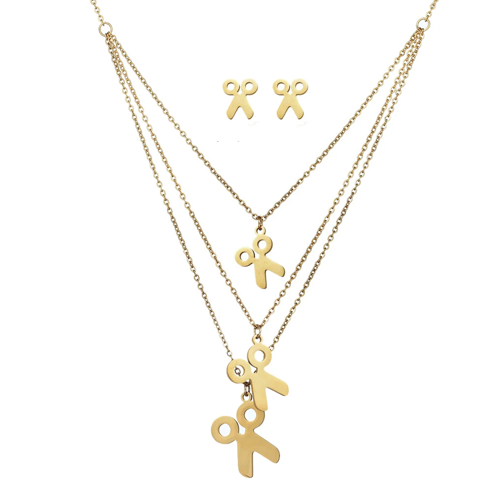 

Jewelry Set For Women Silver & Gold Color Round Design Necklace Stud Earrings Party Jewelry 2020