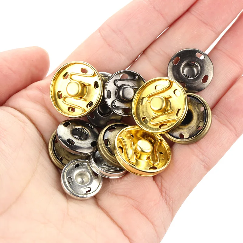 8/10/12/15/17/19/21/25mm 100Pcs Metal Snap Fasteners Press Button Garment Sewing Accessories Invisible Stud Embedded Buckle