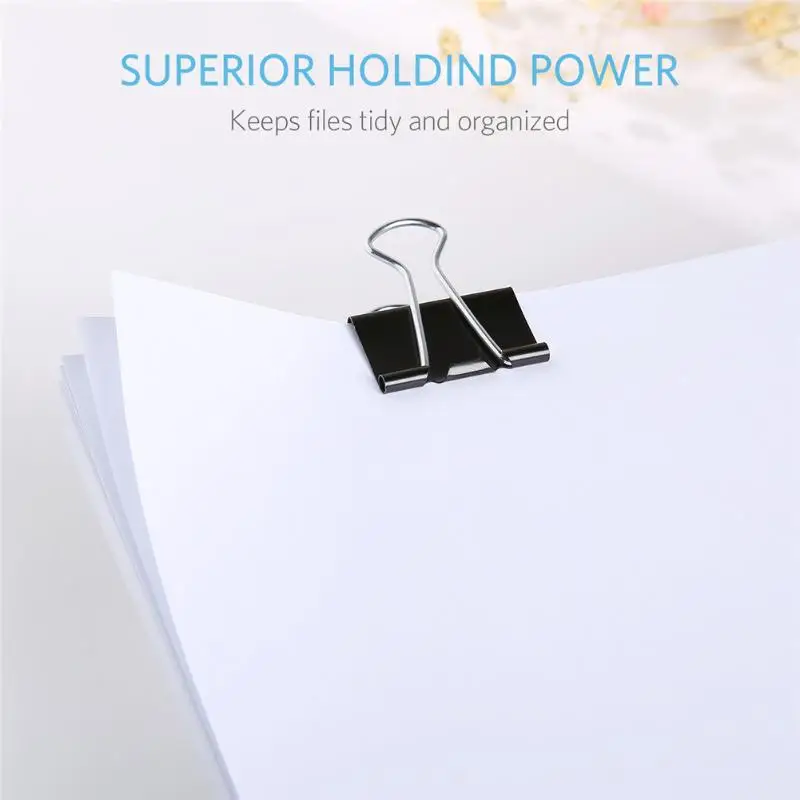 30pcs/lot Black Metal Binder Clips Colorful Paper Clamp for Book Stationery School Office Supplies Ticket Holders Documents Clip