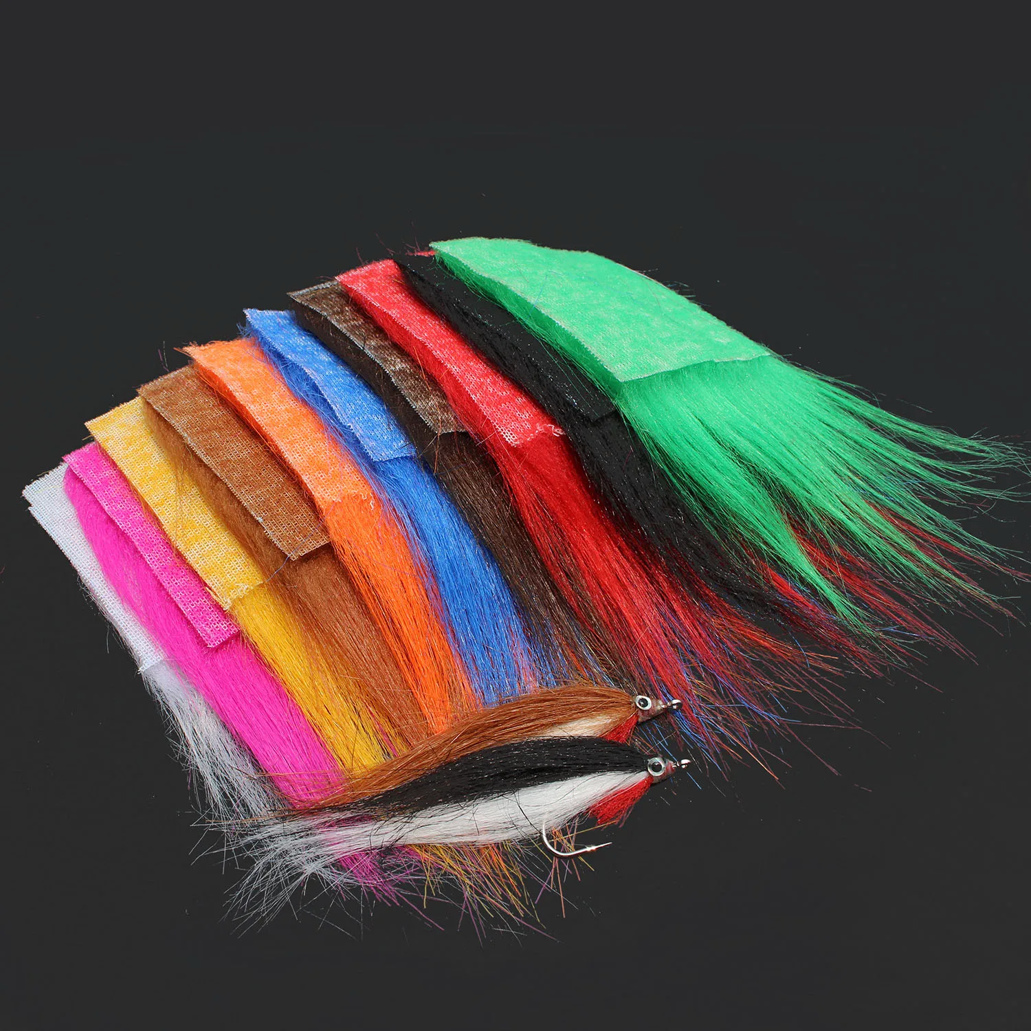 Tigofly 10 pcs 8X8cm 10 Colors Furabou Long Hair Craft Fur Synthetic Fiber Streamer Tail Wing Fly Fishing Tying Materials