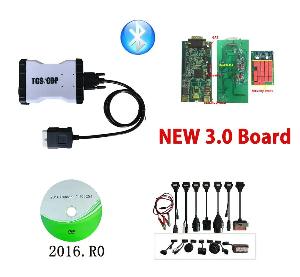 Диагностический сканер vd tcs pro plus белая зеленая печатная плата v3.0 с bluetooth obd для