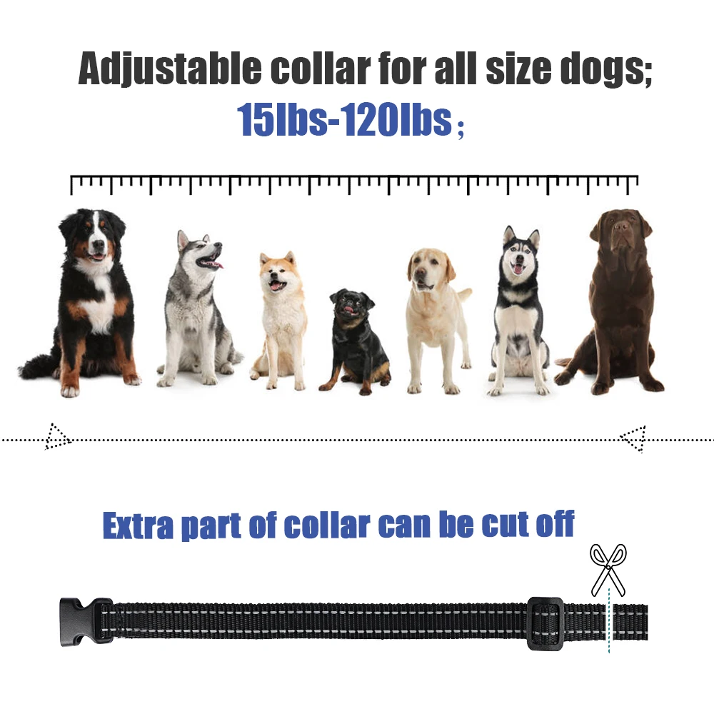 800m Electric Dog Training Collar Light IP7 Waterproof Pet Remote Control With Shock Vibration Sound Function pet dog training collar