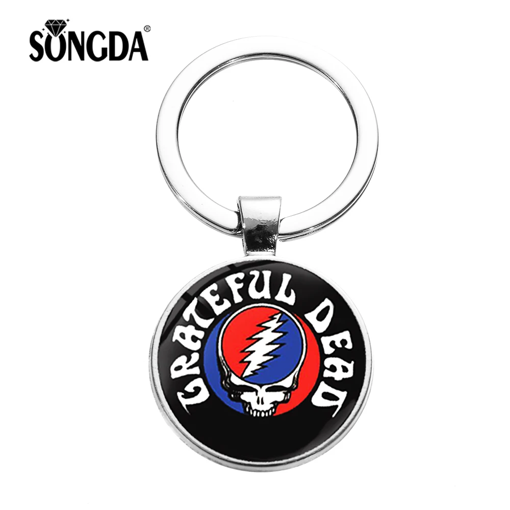 SONGDA новинка модный брелок с надписью Grateful Dead готический череп молния стекло
