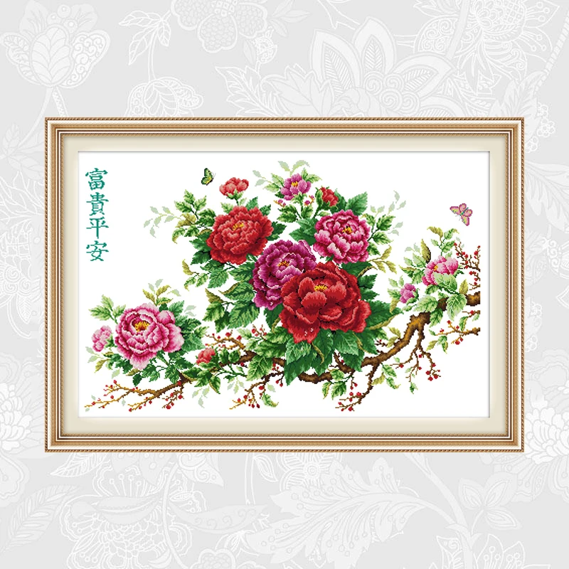 

Riches, honour and peace Printed Canvas Cross stitch kits DIY Handwork Cross stitching Beginner Embroidery Needlework sets