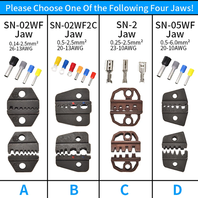 SN02WF SN06WF SN06WFL SN16WF SN01C SN02C SN0725 SN02WF2C SN-48b SN 공구 플라이어 플라이어 조용 압착 다이 세트