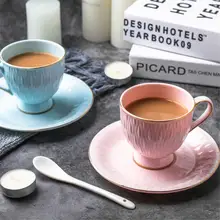 2 шт./компл. 190 мл сплошной Цвет тиснение Кофе чашка+ блюдце набор посуда набор