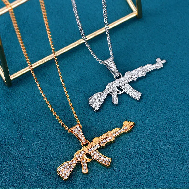 Ak 47 Replica|rhinestone Ak-47 Pendant Necklace - Fashion Hip Hop Chain For  Men & Women