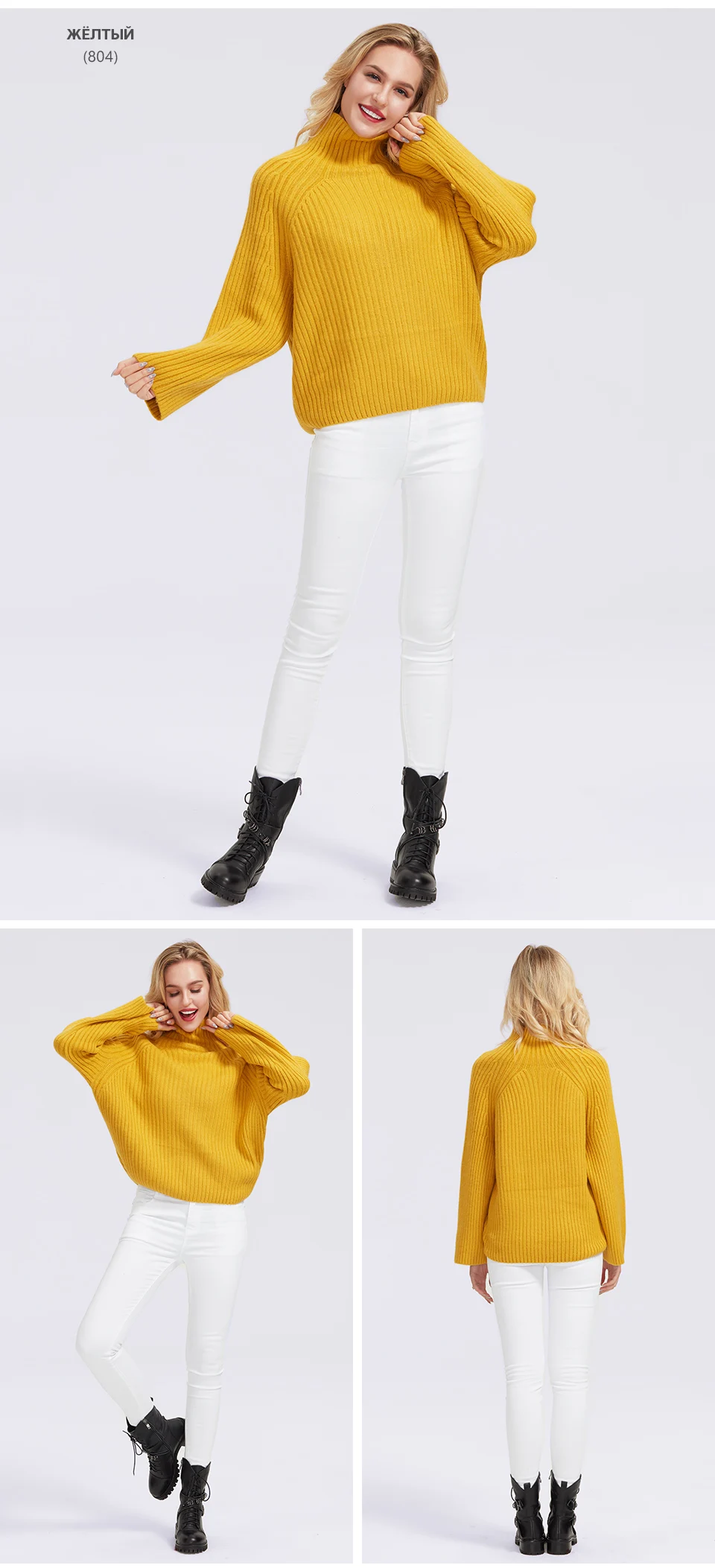 Miegofce women's winter autumn semi-sweater women's high collar sweaters female knitted solid color polyester sweater