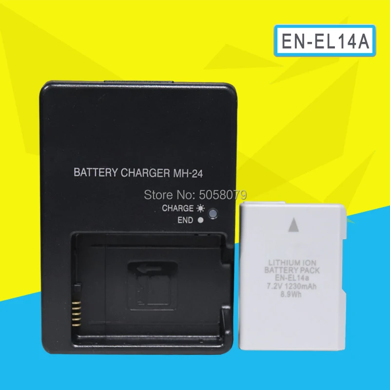 

1pc EN-EL14A ENEL14 EN EL14A Camera Battery For Nikon D5500 D5300 D5200 D3200 D3300 D5100 P7800 P7700 With MH-24 charger