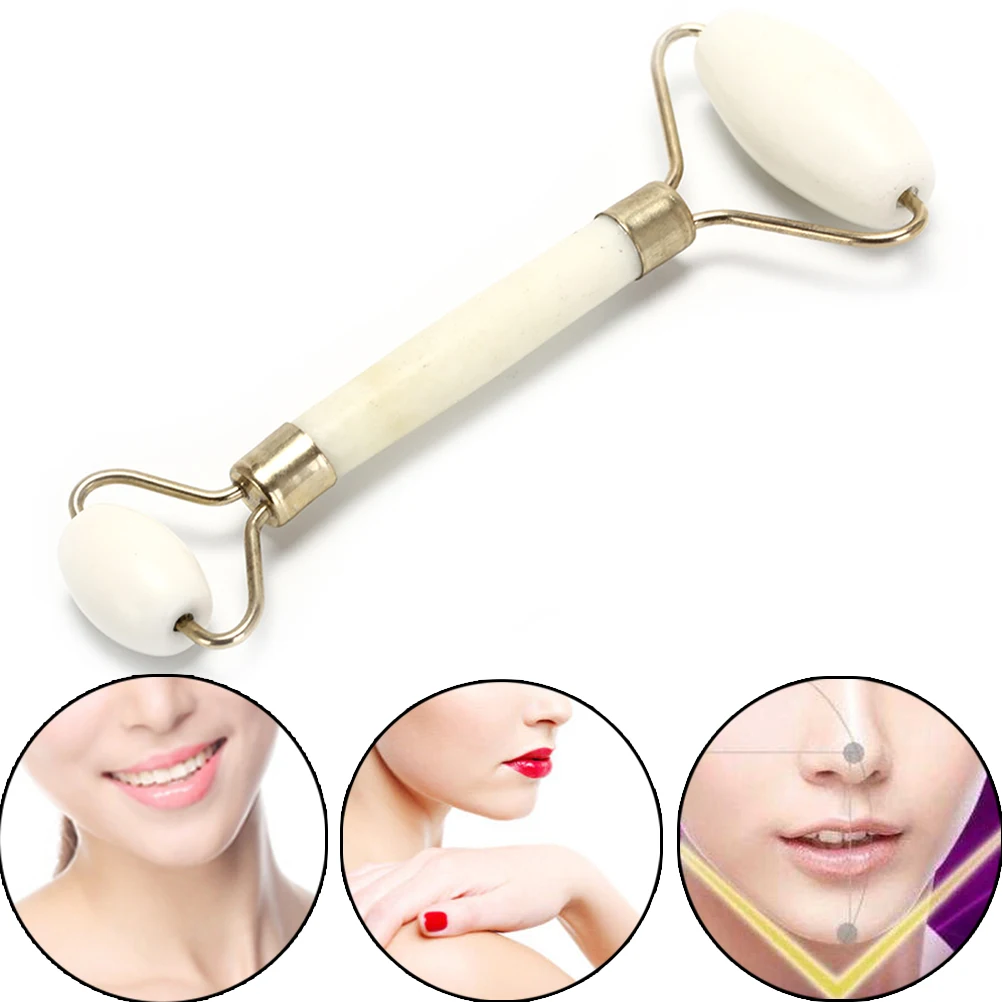 1 Pc Double Head Eye Face Neck Facial Relax Slimming Thin face Body Beauty Health Care Tools White Jade Roller Massager