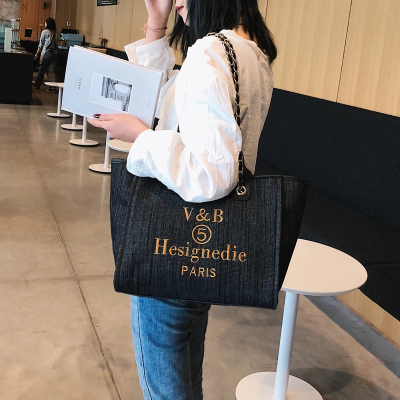 Shoulder Bags For Women 2023 New Trend Luxury Tote Big Shopper Canvas  Chains Sling Strap Vintage Fashion High Quality Handbags - AliExpress