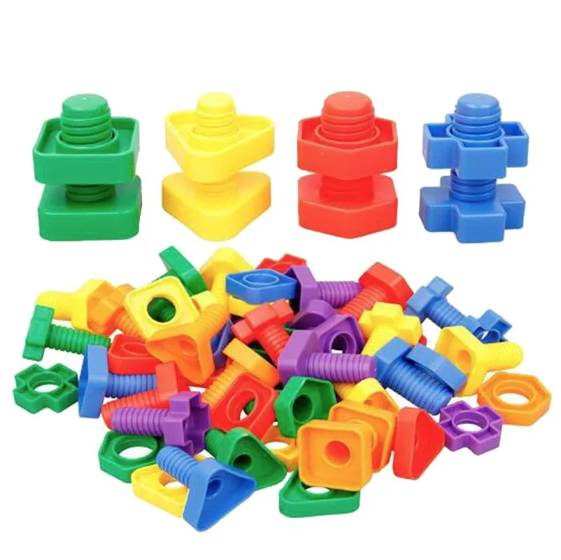 Tanie 4 sztuk śruba klocki plastikowa wkładka bloki nakrętka Dhape zabawki