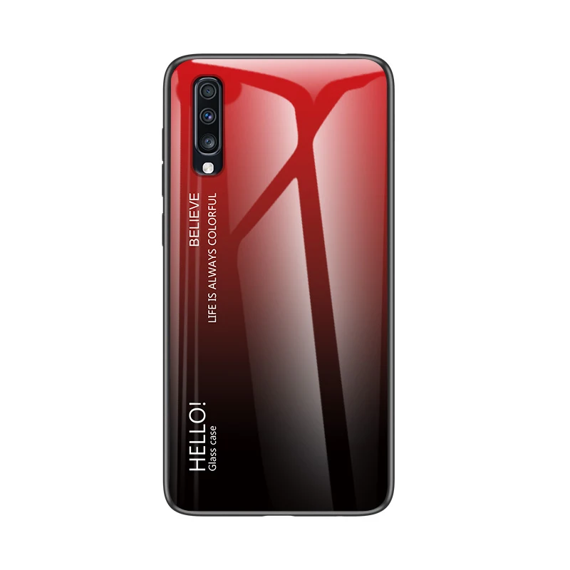 Красный Модный градиентный стеклянный чехол для телефона samsung Galaxy A70S чехол Полная защита бампер чехол для samsung A70 чехол 6,7" - Цвет: Красный