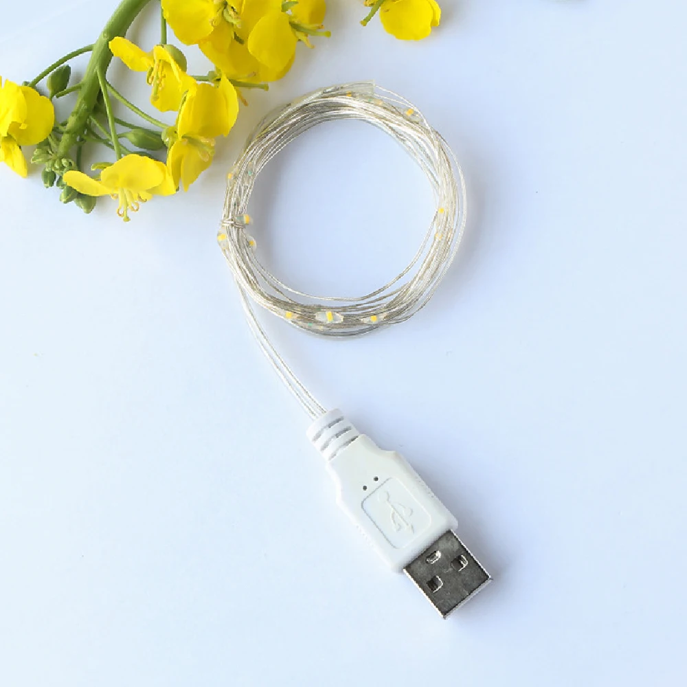 1M 2M 3M USB LED String Lights DC 5V Silver Wire Garland Light Waterproof Fairy Lights For Christmas Wedding Party Decoration
